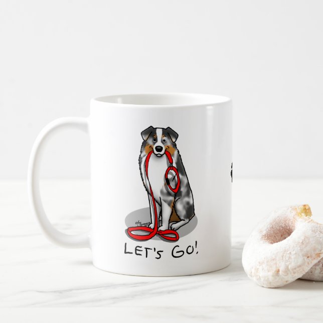 Mug Allons-y ! Berger australien (bleu merle tan/w 1) (Avec donut)