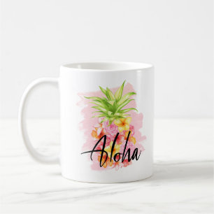 Mug Aloha Ananas Floral Pretty Rose Hawaii