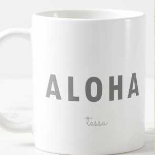 Mug Aloha Hawaiian Minimaliste Gris Nom