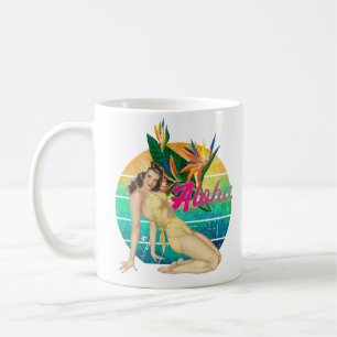 Mug Aloha Tropical Pin-up fille retro coucher de solei