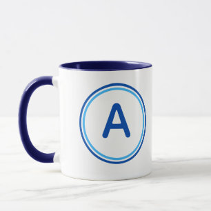 Mug Alphabet de lettres rondes design cercle bleu