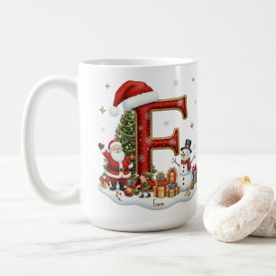 Mug Alphabet E de Noël Santa Claus Elfe Manchot