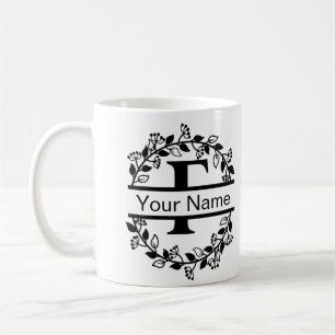 Mug Alphabet floral avec nom Monogramme personnalisé