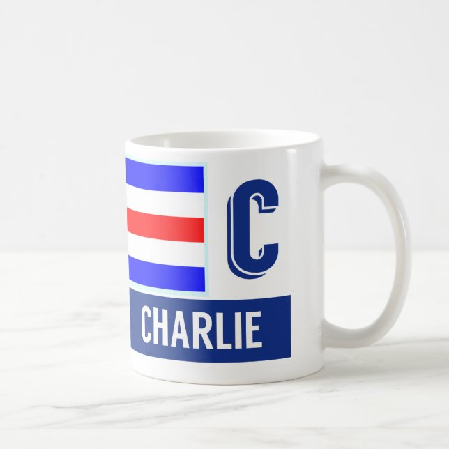 Mug Alphabet nautique "C" Charlie de drapeau (Droite)