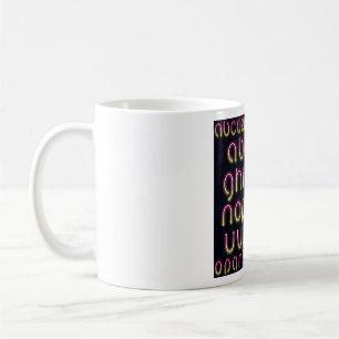 Mug Alphabet néon rose et jaune des années 80 rétro