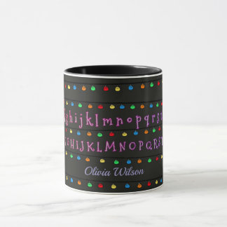 Mug Alphabet néon scintillant avec lumières festives