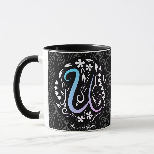 Mug Alphabet U Monogramme photo manuscrite (Gauche)