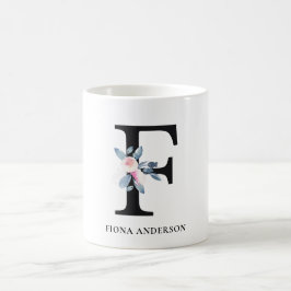 MUG ALPHABÈTES FLORAUX BLEU DOUX NOM LETTRE F