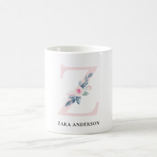 MUG ALPHABÈTES FLORAUX BLEUS DOUX NOM LETTRE J