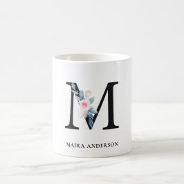 MUG ALPHABÈTES FLORAUX BLEUS DOUX NOM LETTRE M