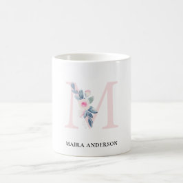 MUG ALPHABÈTES FLORAUX BLEUS DOUX NOM LETTRE M