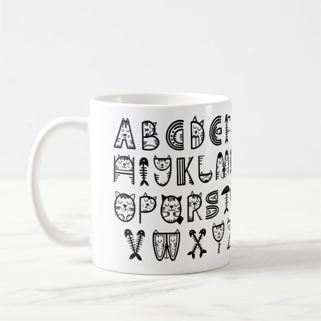 Mug Alphabets d'impression de dessin de chat (Gauche)