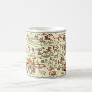 Mug Alsace Lorraine France Illustré Masse Carte