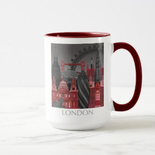 Mug Altitudes de Londres par nuit - rouge
