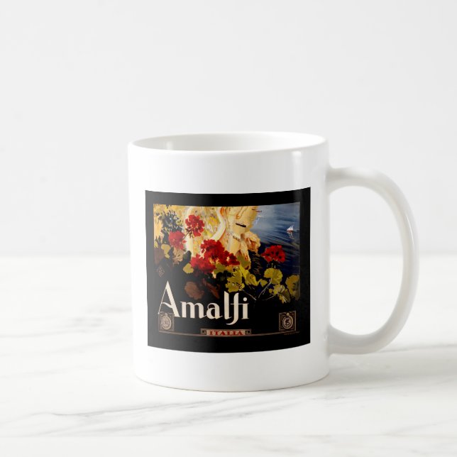 Mug Amalfi Italie Poster de voyage Graphique d'art (Droite)