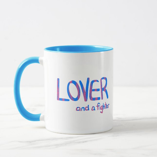 Mug Amant et combattant en bleu et rose (Gauche)