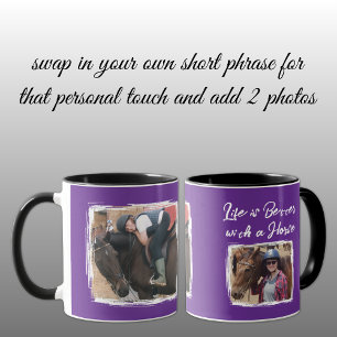 Mug Amateur de cheval 2 photo blanc violet