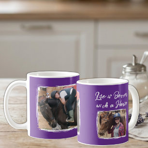 Mug Amateur de chevaux 2 photo blanc violet