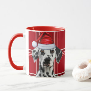 Mug Amateur de chien dalmatien Plaid rouge de fêtes de