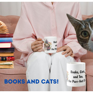 Mug Amateur de livres, chats et livre de thé, propriét