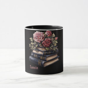 Mug Amateur de livres gothiques. Livres et Rose. Modif