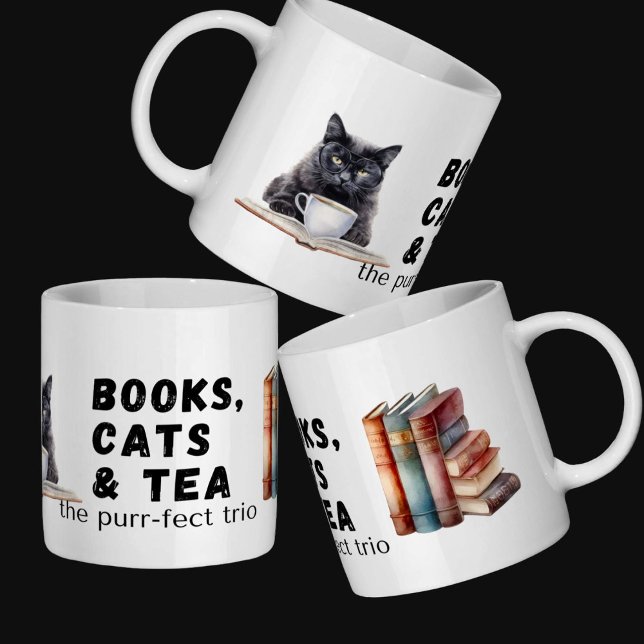 Mug Amateurs de livres-cadeaux, propriétaires de chat, (Créateur téléchargé)