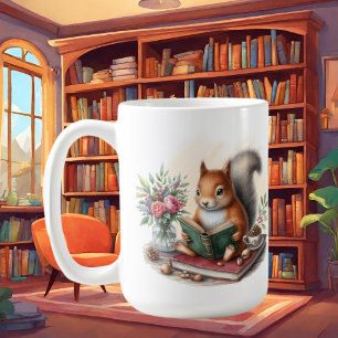 Mug Amateurs de livres d'écureuils mignons ajouter mon