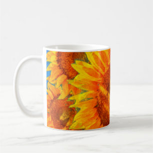 Mug Aménagement tournesol. Imitation style Van Gogh.