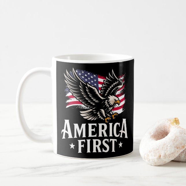 Mug America First Patriotic Bald eagle July 4th (Avec donut)