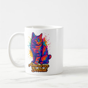 Mug American Bobtail Pop Art Chat Neon coloré