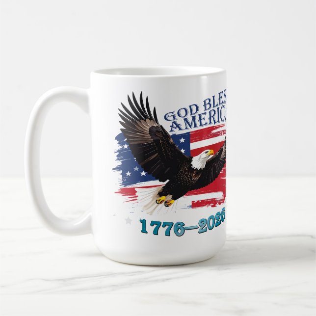 Mug American Bold Eagle God Bless America 250 Years (Gauche)