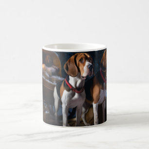 Mug American English Foxhound Snowy Sleigh Noël