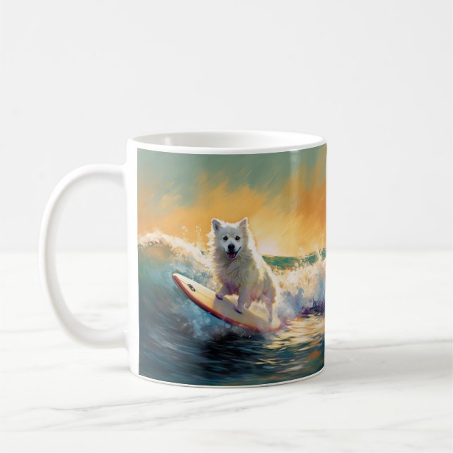 Mug American Eskimo Beach Surf Peinture (Gauche)