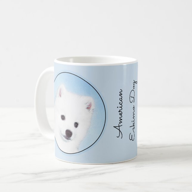 Mug American Eskimo Dog Painting - Original Dog Art (Devant gauche)