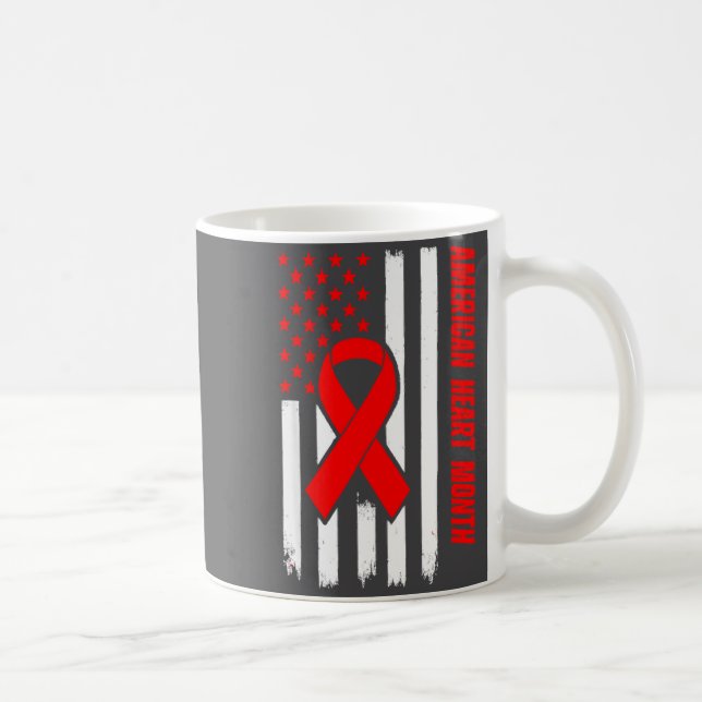 Mug American Heart Disease Awareness Month Ribbon Red  (Droite)