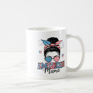 Mug American Mama Messy Bun Patriotique 4 juillet Moth