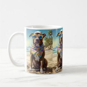 Mug American Staffordshire sur la plage, cadeau d'été