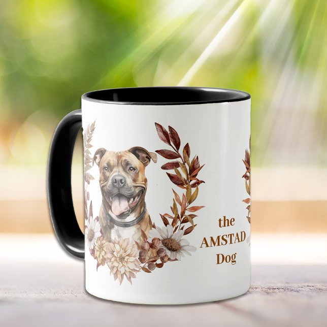 Mug American Staffordshire Terrier Dog Automne Wreath (Créateur téléchargé)