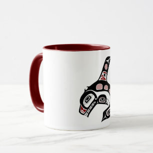 Mug Amérindien Rouge Noir Baleine Tueuse Haida Orque