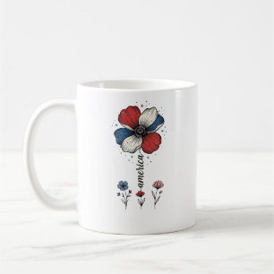 Mug Amérique Fleuriste Patriotique Vintage Vector Desi