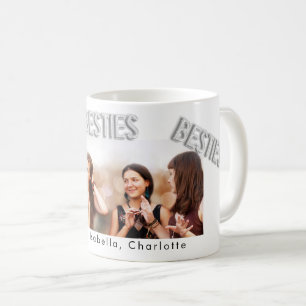 Mug Amis blanc argent besties BFF photo
