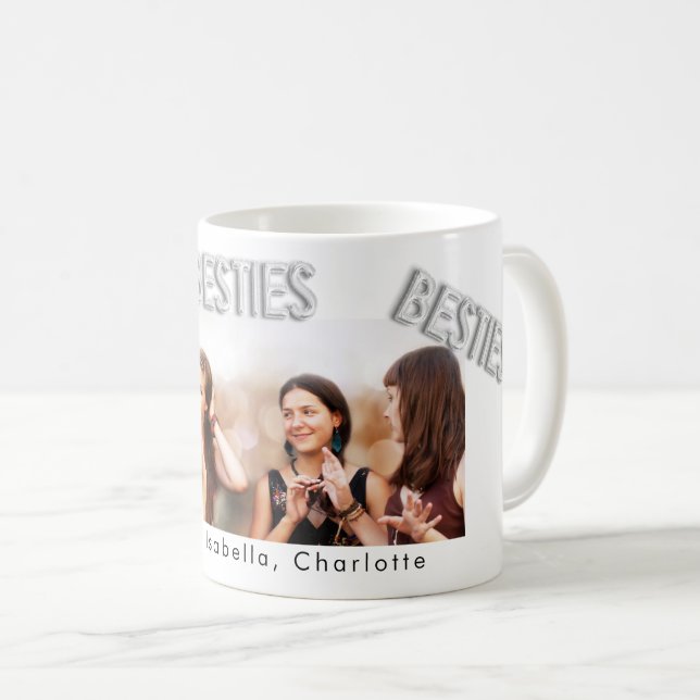 Mug Amis blanc argent besties BFF photo (Devant droit)