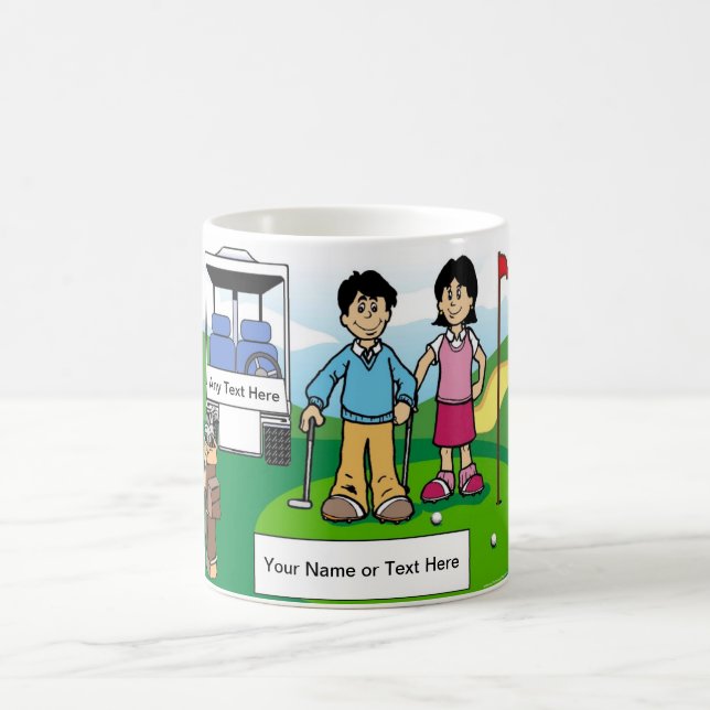 Mug Amis de golf personnalisés - Deux caricatures (Centre)