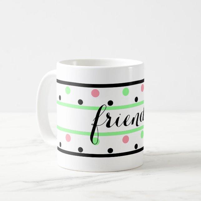 Mug Amis Mint Green Pink Pois (Devant gauche)