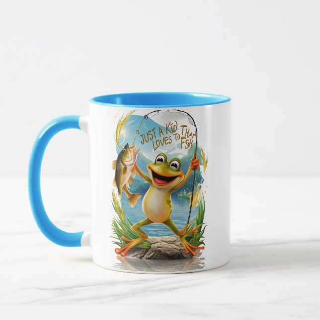 Mug Amitié aquatique : Grenouille avec poisson sur l'e (Gauche)