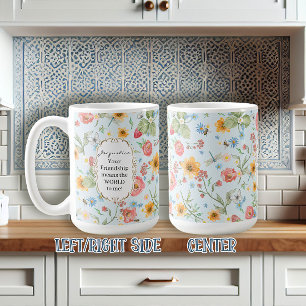 Mug Amitié Cadeau Aquarelle Florale Papillon bleu