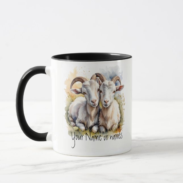 Mug Amitié ou romantique Votre nom Nom Chèvres (Gauche)