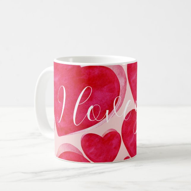 Mug Amour Abstrait - Je t'aime manuscrit  (Devant gauche)