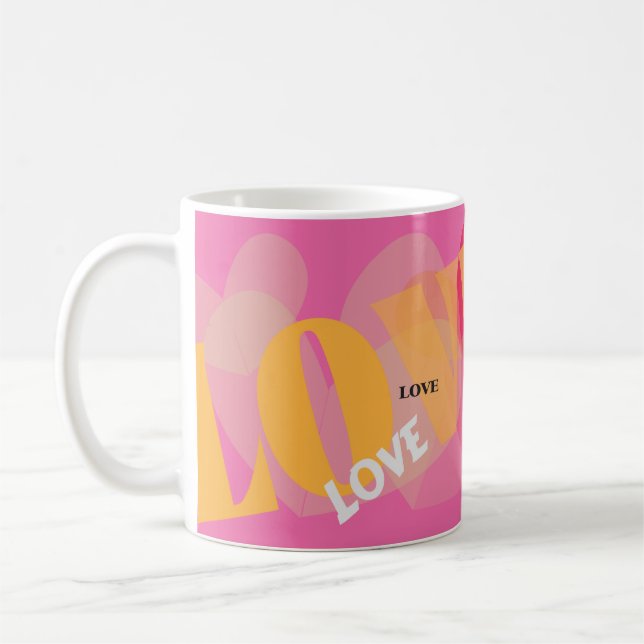 Mug Amour, amour, amour, rose, jaune, valentine (Gauche)
