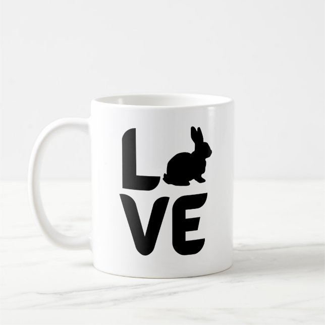 Mug Amour avec le design noir lapin (Gauche)